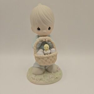 Precious Moments Porcelain Figurine 1987 "Wishing You A Basket Full Of Blessings